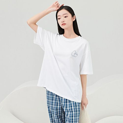 Pyjama Pour Femme,Haut Avec Lettres Imprimées,Pantalon À Carreaux,Costume De Maison Pour Couple