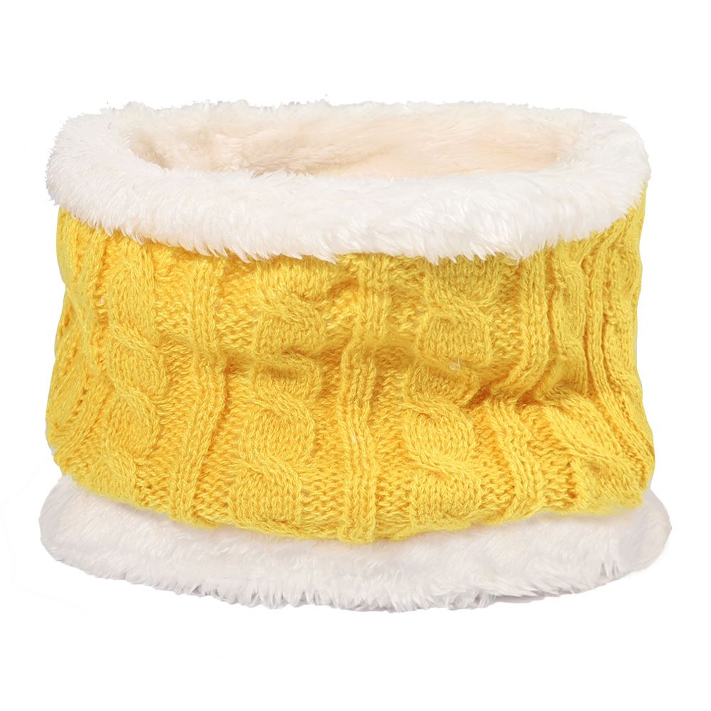 Couleur Jaune Foulard Chapeau Mignon Pour Bébé, Écharpe, Gants, Ensemble De Costume, Bonnet Pour Enfants, Chapeaux Pour Filles, Faux Ballon, Pompon En Peluche, Garder Au Chaud, Skullies Tricotés D'hiver