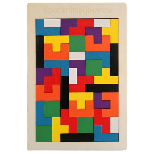 2pcs Puzzle En Bois « Tangram Tetris « Jeu De Puzzle Pédagogique -Jouets Pour Enfants Colorés En Bois -Puzzle Pédagogique -Jouet Cadeau Éducatif
