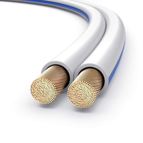 exertis Connect - Câble pour haut-parleur en vrac - 1.5 mm² - 30 m - blanc avec bande bleue