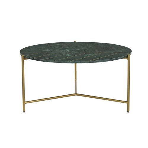 Table Basse Ronde Design En Marbre Vert Et Laiton D90 Cm Sillon