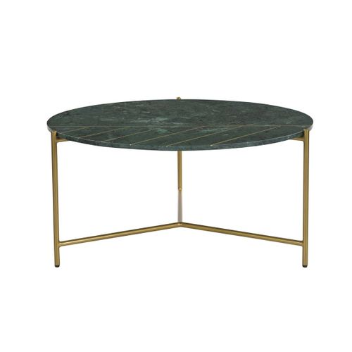 Table Basse Ronde Design En Marbre Vert Et Laiton D90 Cm Sillon