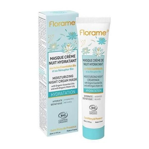 Masque Crème Nuit Hydratant - Florame - 65ml - Hypoallergénique - Tous Types De Peau - Crème 