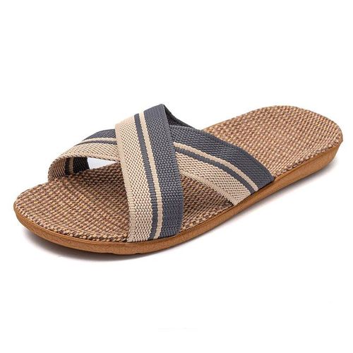 Sandales Plates En Lin Antidérapantes Pour Femme,Pantoufles D'niklégères,Semelle Souple,Maison,Été,36-45