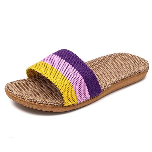 Sandales Plates En Lin Antidérapantes Pour Femme,Pantoufles D'niklégères,Semelle Souple,Maison,Été,36-45