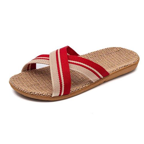 Sandales Plates En Lin Antidérapantes Pour Femme,Pantoufles D'niklégères,Semelle Souple,Maison,Été,36-45