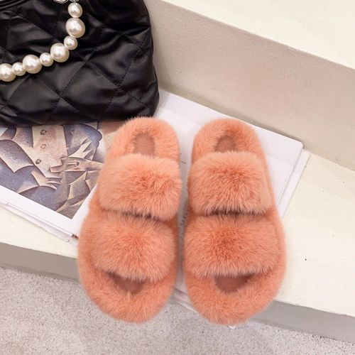 Chaussures Chaussons En Fourrure Moelleux Pour Femmeschaussures En Peluchetongs Floueschaudintérieurmaisonsalonchambrefemmerembourrésourirehiver