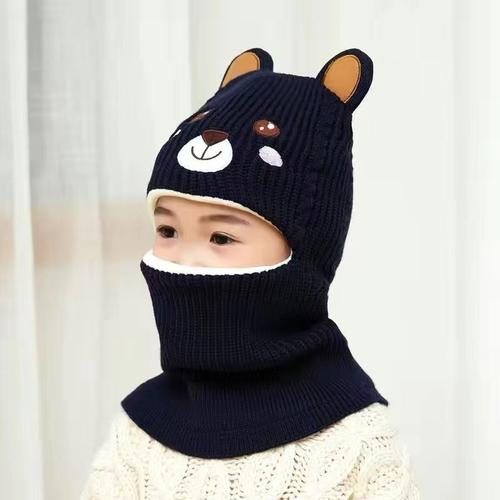 2 à 6 ans - ours gris - bonnet de protection du cou pour garçon et fille de  2 à 6 ans, bonnet en tricot avec
