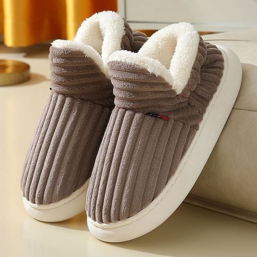 Chaussons D'intérieur Chauds En Peluche Pour Femmes Chaussures En Coton Talons Ronds Pour Femmes Toboggans En Fourrure Pour Couple Non Ald Maison Hiver