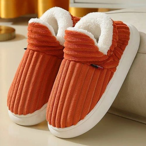 Chaussons D'intérieur Chauds En Peluche Pour Femmes,Chaussures En Coton À Talons Ronds Pour Femmes,Toboggans En Fourrure Pour Couple,Non Ald,Maison,Hiver