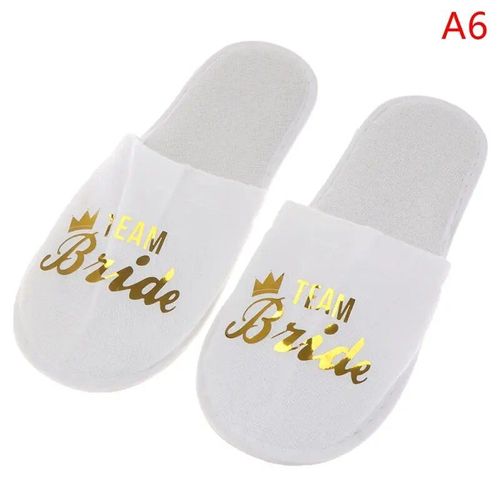 Pantoufles D'équipe De La Mariée Pour Enterrement De Vie De Jeune Fille,Fournitures Pour Patients,Douche,Accessoires Photo,Bricolage,Décoration De Mariage,Cadeaux De Demoiselle D'honneur,1 Paire - 105