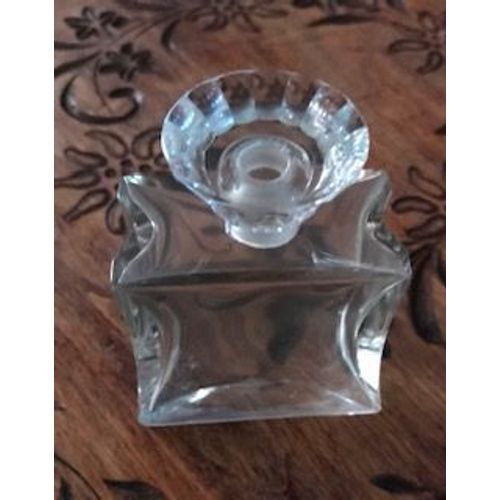 Flacon Ancien En Verre Incolore Avec Bouchon En Verre Facetté