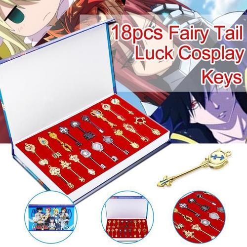 18pcs nouveau fairy tail cosplay constellation porte-clés chaîne zodiac lucy pendentif ep76668