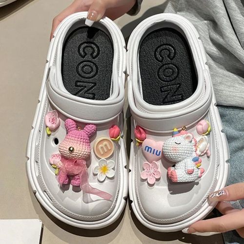 Pantoufles De Décoration Mignonnes Pour Femmes,Sabots Ventilés,Sandales À Plateforme,Chaussures D'été En Plein Air,Diapositives De Plage,Marque,2023