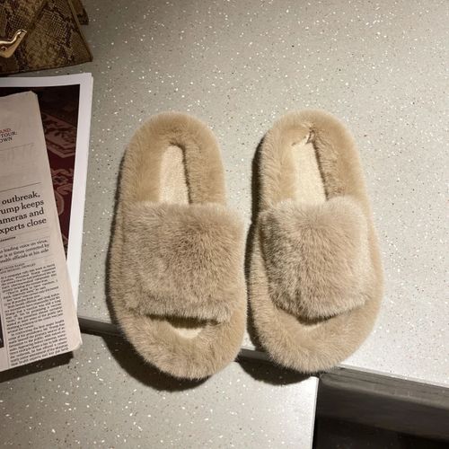 Chaussures Chaussons En Fourrure Moelleux Pour Femmeschaussures En Peluchetongs Floueschaudintérieurmaisonsalonchambrefemmerembourrésourirehiver