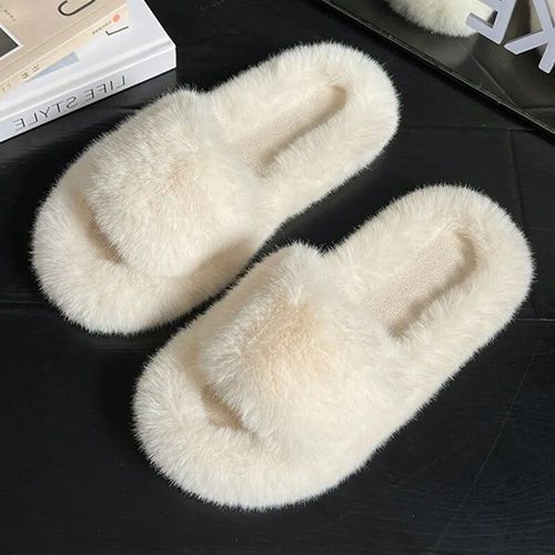 Pantoufles D'hiver Moelleuses Pour Femmes,Fourrure Chaude,Toboggans Confortables,Chaussures D'intérieur Pour Femmes,Doux,Grande Taille 35-42