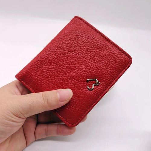 Porte-monnaie en cuir de vachette pour femme,petit portefeuille,porte-cartes,court,fin,chic,Noël,bouton de cerf,véritable,dames