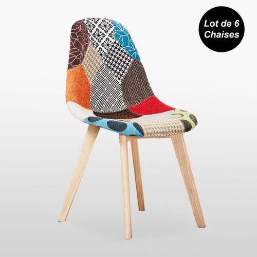 Chaise En Tissu Patchwork - Design Scandinave - Salle À Manger, Salon, Bureau - Style Rétro & Tendance
