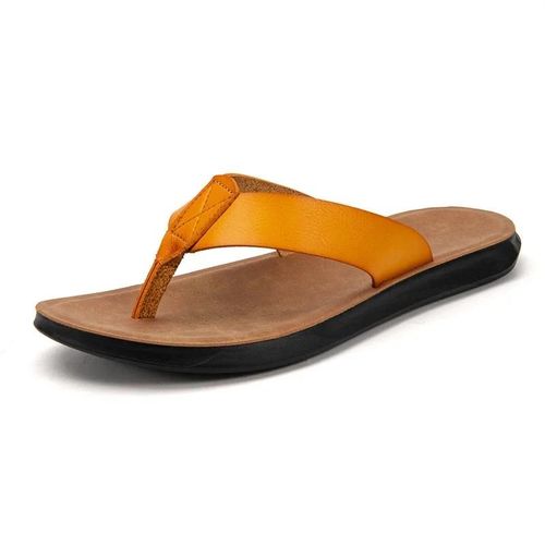 Tongs En Cuir Pour Hommes,Chaussures D'été Classiques De Plage,Antidérapantes,Confortables Et Décontractées,Grande Taille 38-47