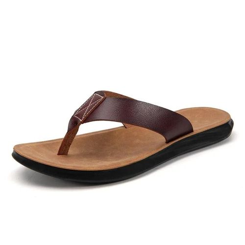 Tongs En Cuir Pour Hommes,Chaussures D'été Classiques De Plage,Antidérapantes,Confortables Et Décontractées,Grande Taille 38-47