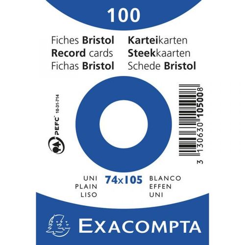 Fiches Bristol - Blanche - 74 X 105 Mm - 100 Fiches - Exacompta