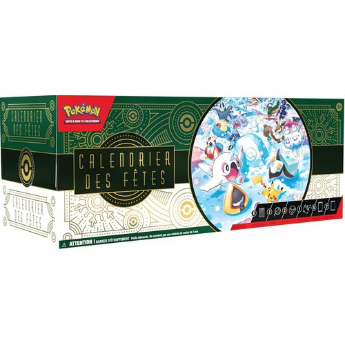 Calendrier De L'avent Pokémon 2024 Fêtes 8 Cartes Promotionnelles Foil, 5 Boosters Et Extras Inclus