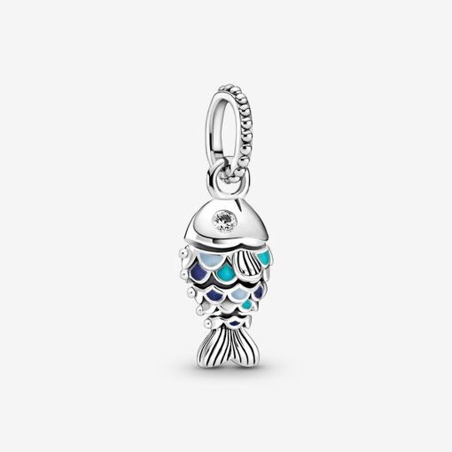 Pandora Charm Pendant Poisson à Écailles Bleues