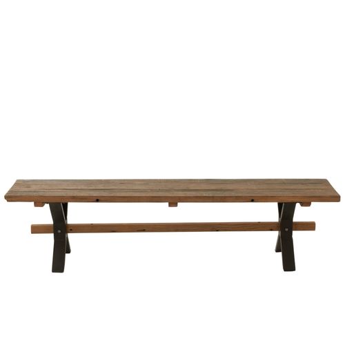 Banc De Ferme Industriel En Bois Et Pieds Croisés Métal L180