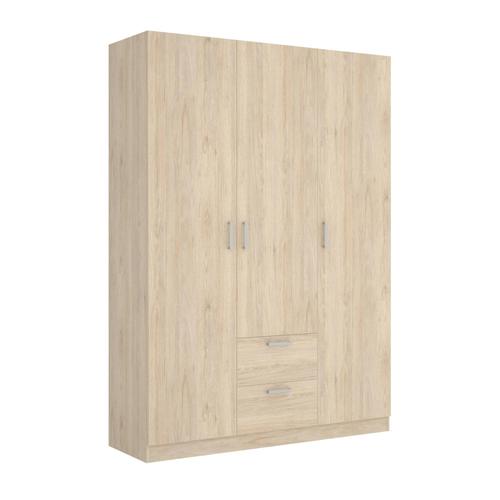 Armoire 3 Portes Effet Bois Beige 150x52 Cm