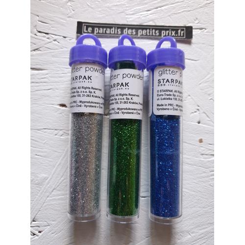 3 X 15 Grammes De Paillettes (45 G) Gris, Vert, Bleu