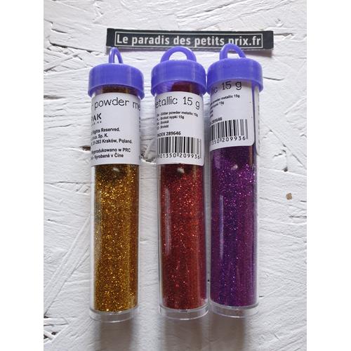 3 X 15 Grammes De Paillettes (45 G) Orange, Rouge Et Violet