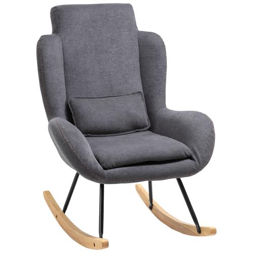 Fauteuil À Bascule Oreilles Lin Gris