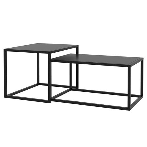 Lot De 2 Tables Basses Gigognes Design Encastrable Acier Noir