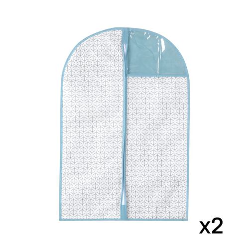 Lot De 20 Housses Pour Vêtement Blanc Et Bleu - H90 Cm