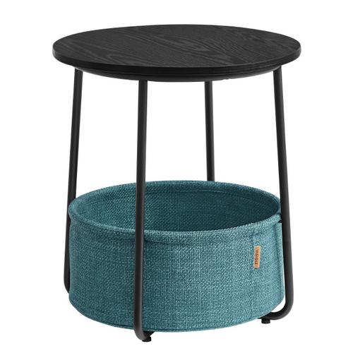 Bout De Canapé Rond Avec Panier De Rangement - H51 Cm - Noir