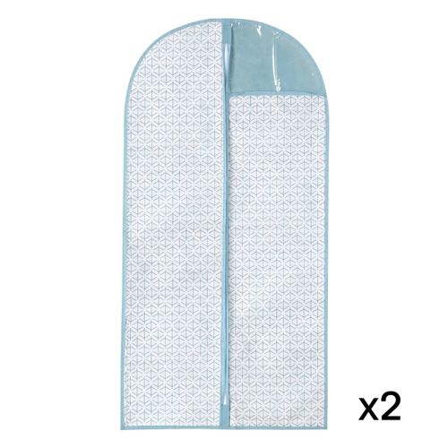 Lot De 10 X 2 Housses Pour Vêtement Blanc Et Bleu - H120 Cm
