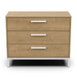Commode 3 Tiroirs Décor Chêne Et Noir Mat - L90,7 Cm