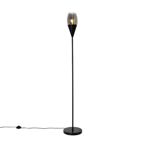 Lampadaire Noir Moderne Avec Verre Fumé