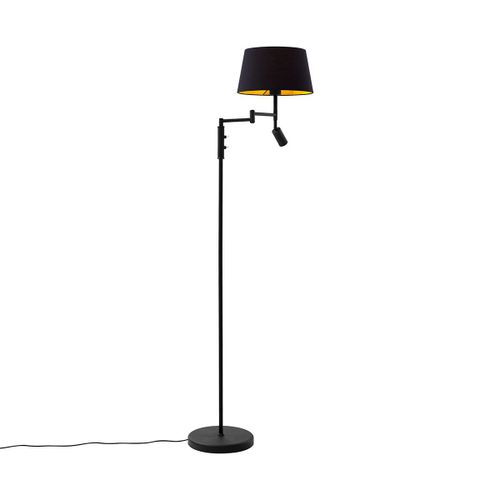 Lampadaire Noir Avec Abat-Jour Noir Et Liseuse Orientable