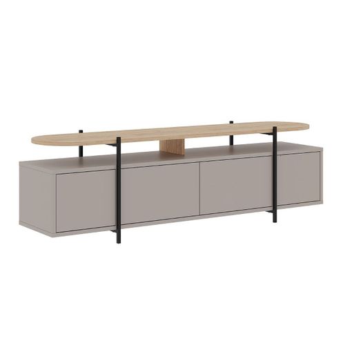 Meuble Tv 4 Portes Et Pieds En Métal - L160 Cm - Taupe