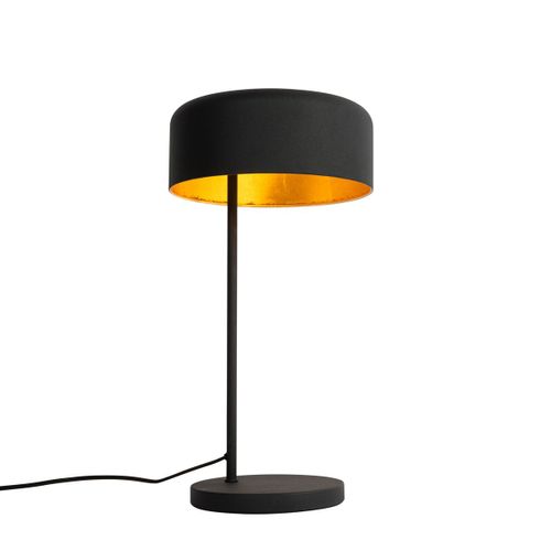 Lampe De Table Rétro Noire Avec Intérieur Doré