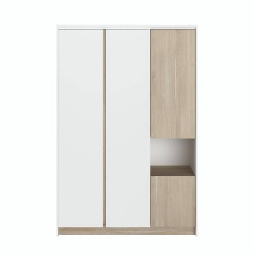 Armoire 4 Portes Effet Bois Et Blanc