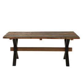Table De Ferme Industriel En Bois Et Pieds Croisés Métal L180 6 Places