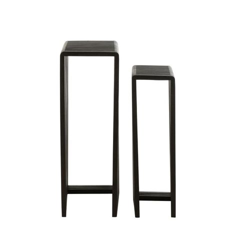 Set De 2 Sellettes Gigognes Carrées En Teck Recyclé L34 Noir
