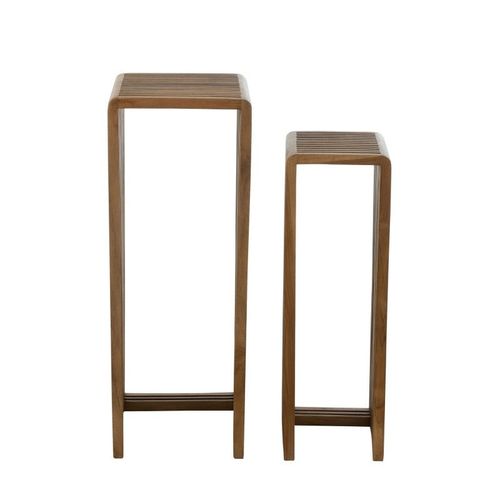 Set De 2 Sellettes Gigognes Carrées En Teck Recyclé L34 Marron