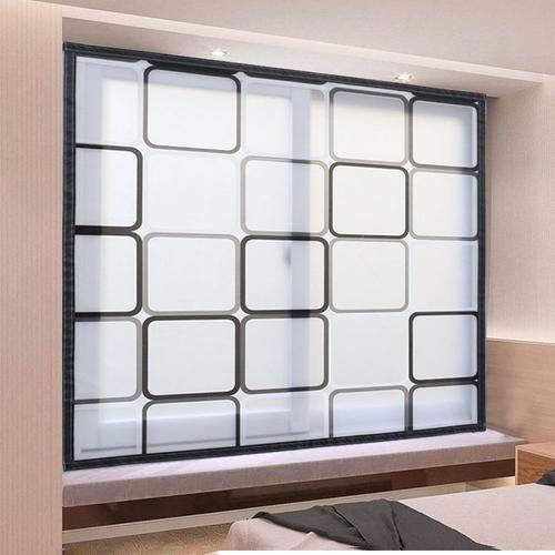 Couleur Carré Entier Taille L150 X H150cm Film Thermique Velcro Auto-Adhésif Pour Fenêtre D'hiver, Joint De Rideau En Mousse Plastique Transparente, Coupe-Vent Et Chaud