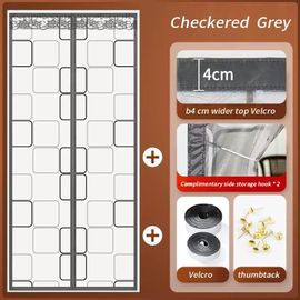Couleur Gris À Carreaux Taille L100 X H210cm Rideau De Porte En Plastique Non Perforé, Transparent, Coupe-Vent Et Chaud En Hiver, Noir De Lampe, Pour La Chambre À Coucher De La Maison