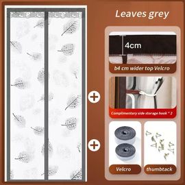 Couleur Feuilles Gris Taille L110 X H230cm Rideau De Porte En Plastique Non Perforé, Transparent, Coupe-Vent Et Chaud En Hiver, Noir De Lampe, Pour La Chambre À Coucher De La Maison