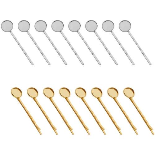 Épingles À Cheveux Avec Plateau Barrette Base En Cuivre Pour Cabochon Diy Découvertes Accessoires 40pcs (Couleur Mélangée) 