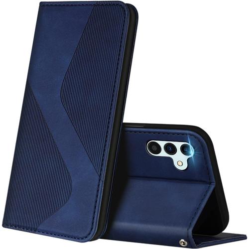 Coque Pour Samsung Galaxy A04s / A13 5g, Premium Étui Housse En Cuir De Protection Avec Emplacements Cartes Magnetique , Clapet Folio Portefeuille Pour Samsung A04s / A13 5g Bleu